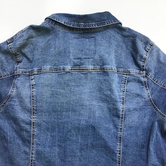 Maurices Jean Jacket Womens Plus Size 2 2x Stretch Medium Wash Blue Denim - Picture 10 of 10